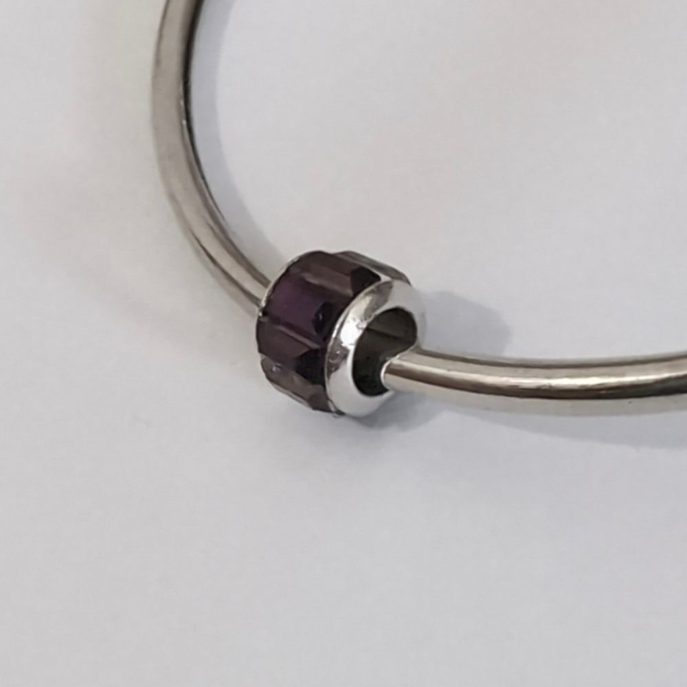 Silver Dark Purple Crystals Charm for Pandora‎ Style Bracelet